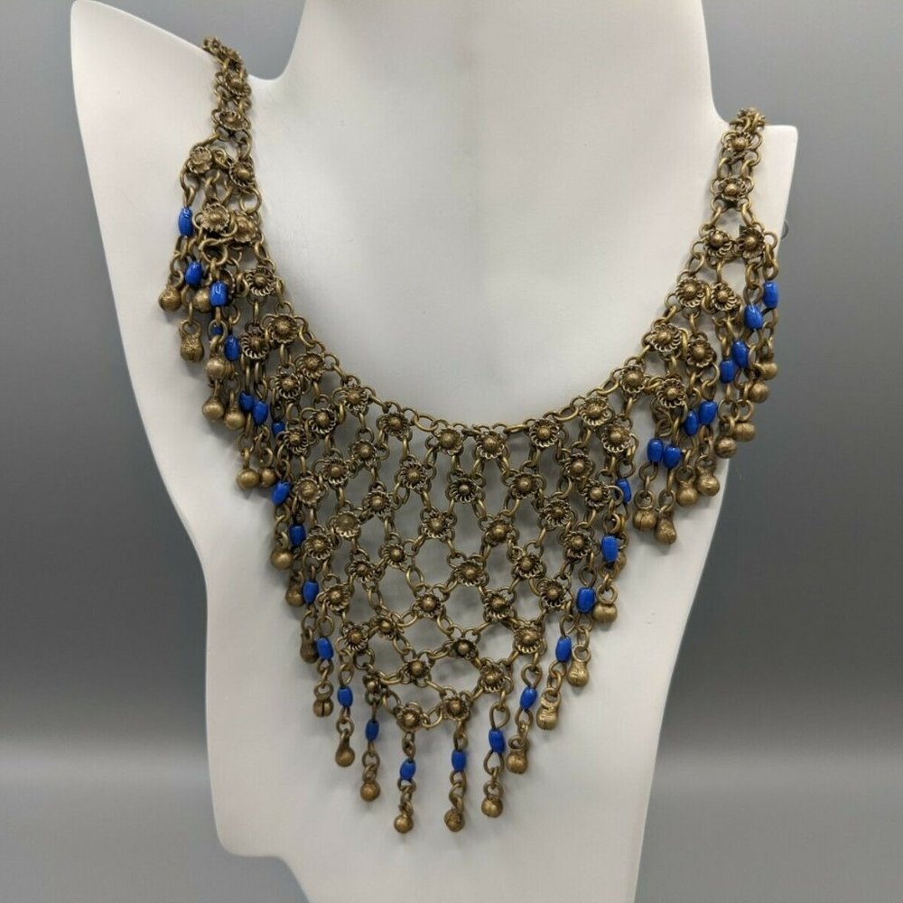 Vintage Cannetille Etruscan Revival Bib Necklace - Picture 2 of 11